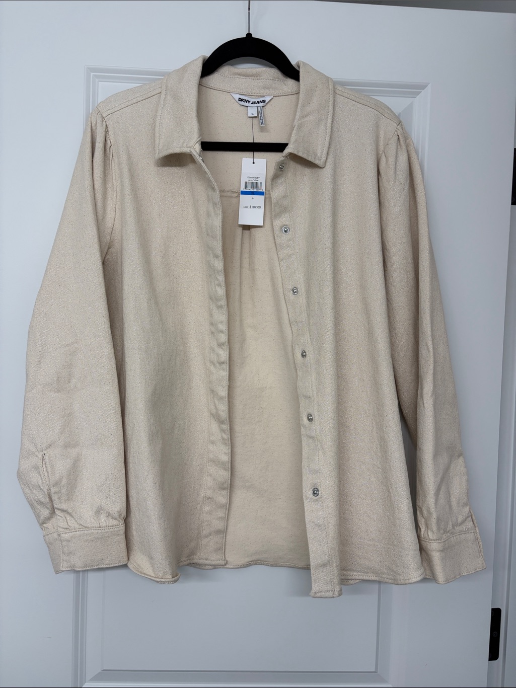 Dkny Ecru Snap-Front Shirt Jacket